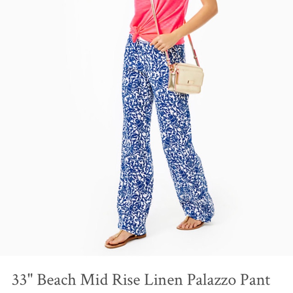 Lilly Pulitzer Linen Palazzo Pants (Size L)